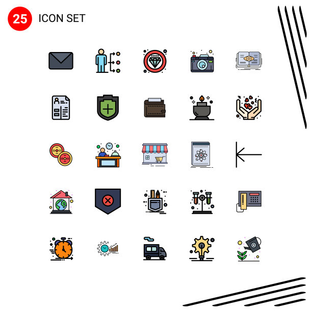 用户界面包25基本填充线平图片下载