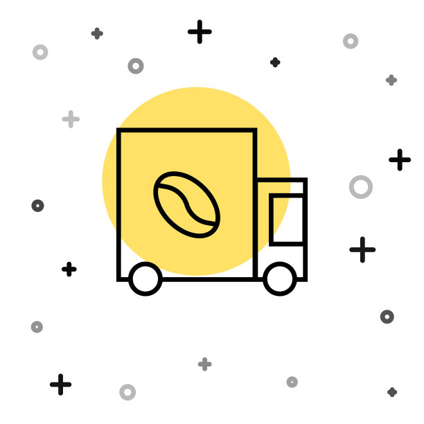 黑线咖啡街道卡车机器图标图片下载