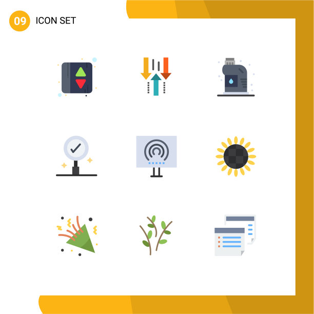 移动界面平面颜色设置9个象形图图片下载