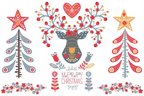 民间圣诞美术设计套装图片下载