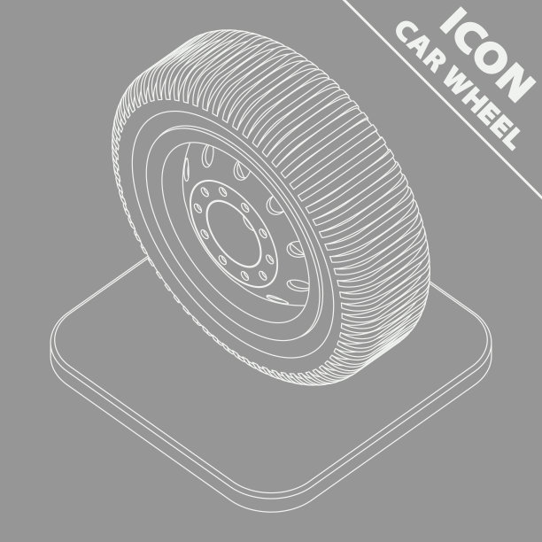 汽车车轮灰度等距3D图标。矢量插图。图片下载