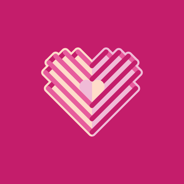 扁平薄轮廓心形爱连接应用程序图标插图图片下载