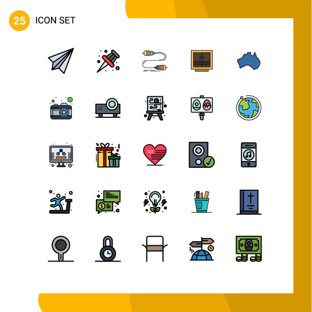 用户界面包25基本填充线平图片下载