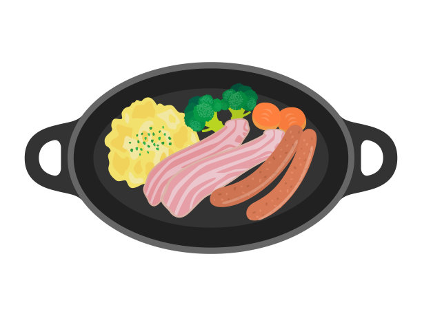 早餐放在铁盘子里。图片下载