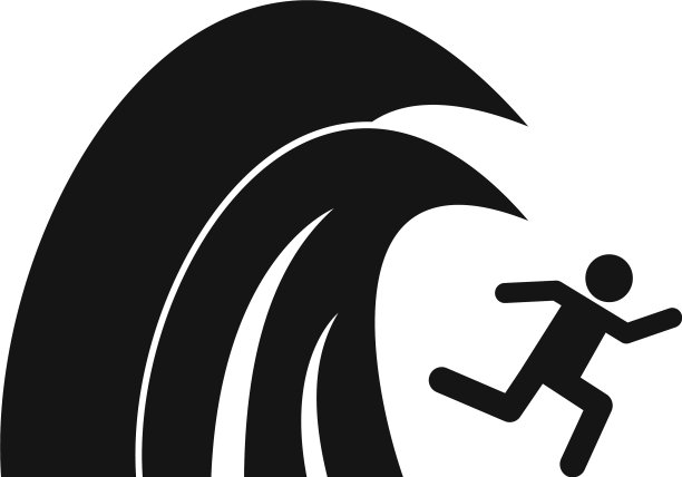 冲浪海啸图标简单的风格图片下载