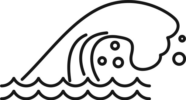 自然海啸图标轮廓风格图片下载