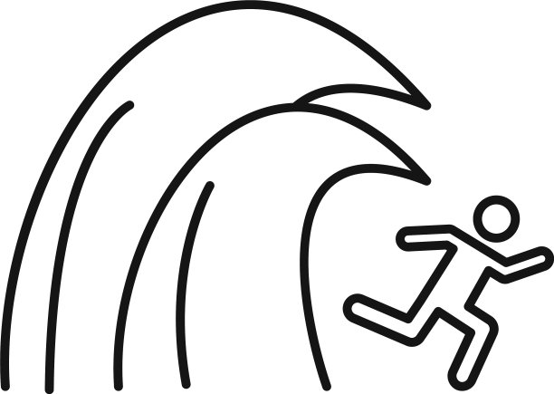 冲浪海啸图标轮廓风格图片下载