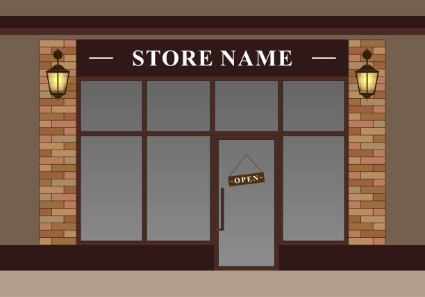 舒适的商店立面上挂着灯笼图片下载