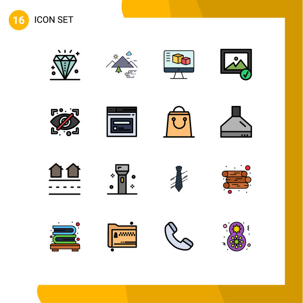 16个通用平色填充线标志符号图片下载