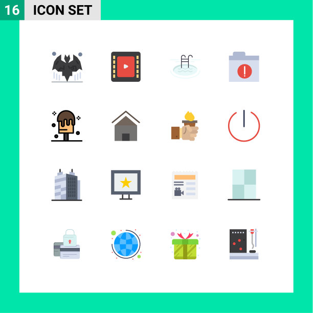 移动界面平面颜色设置16个象形图图片下载