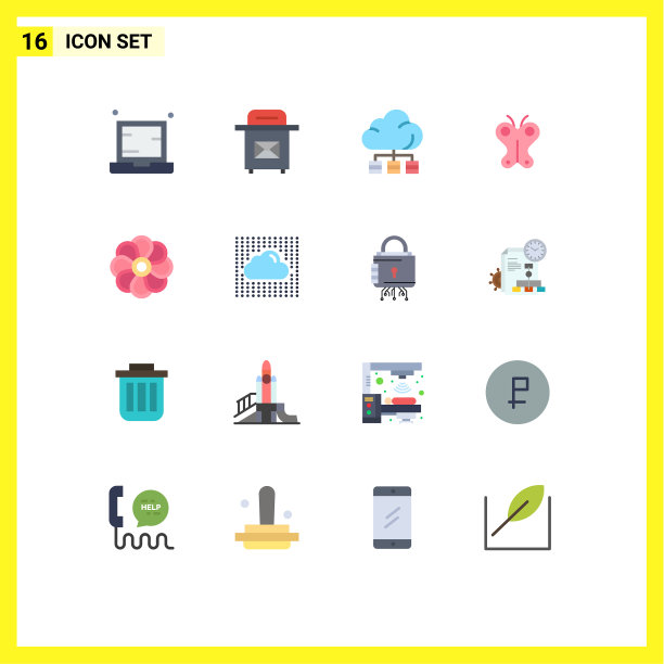 16种通用的平面颜色标志象征着自然图片下载