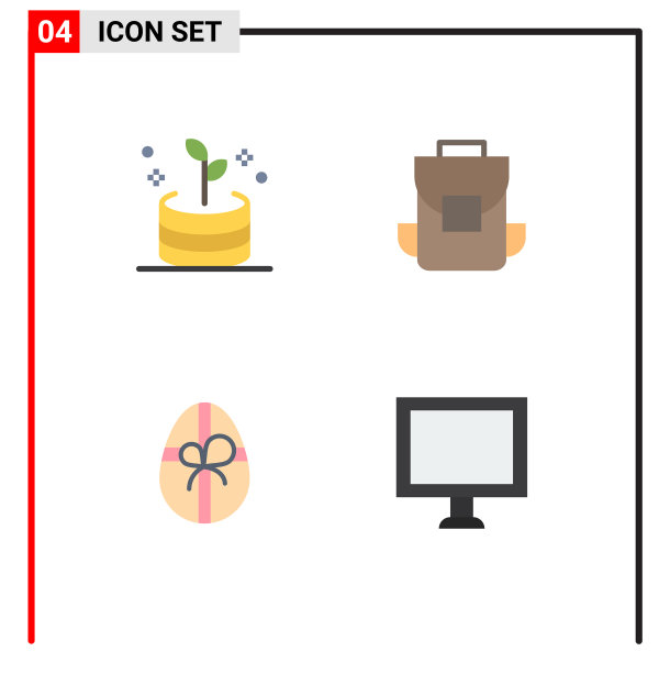 现代设置4个平面图标和符号等图片下载