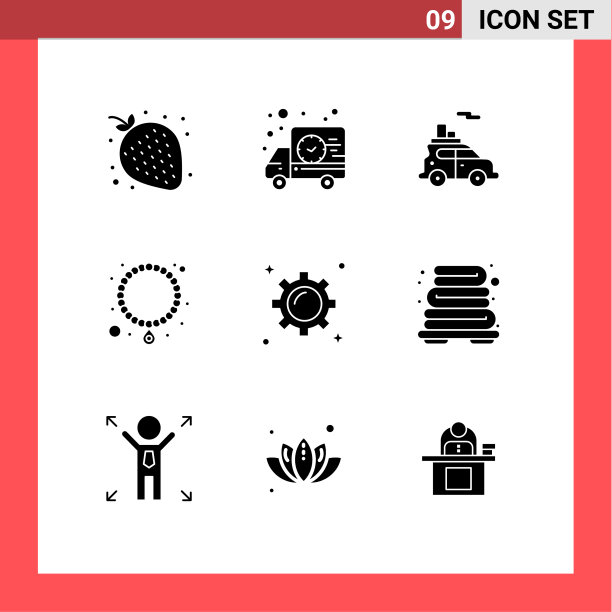 在网格上设置9个实心符号用于营销图片下载