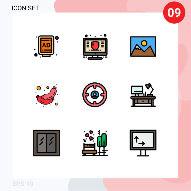 在网格上设置9填充线的平面颜色图片下载