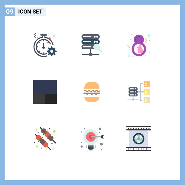 移动界面平面颜色设置9个象形图图片下载