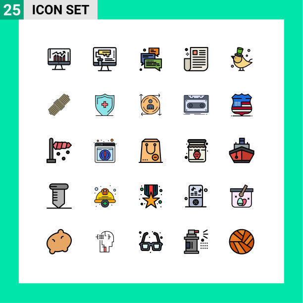 25主题填充线平面颜色和可编辑图片下载