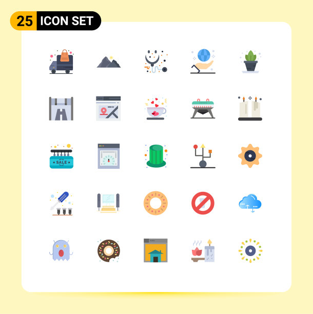 可编辑线包25个简单的平面颜色图片下载