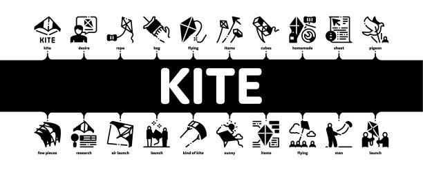 风筝飞行空中玩具最小的信息图横幅图片下载