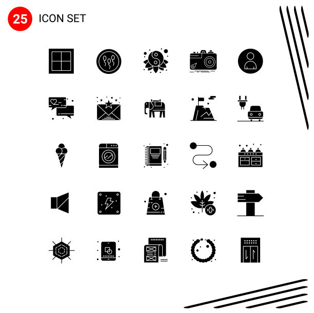 象形图设置了25个简单的实心象形图图片下载