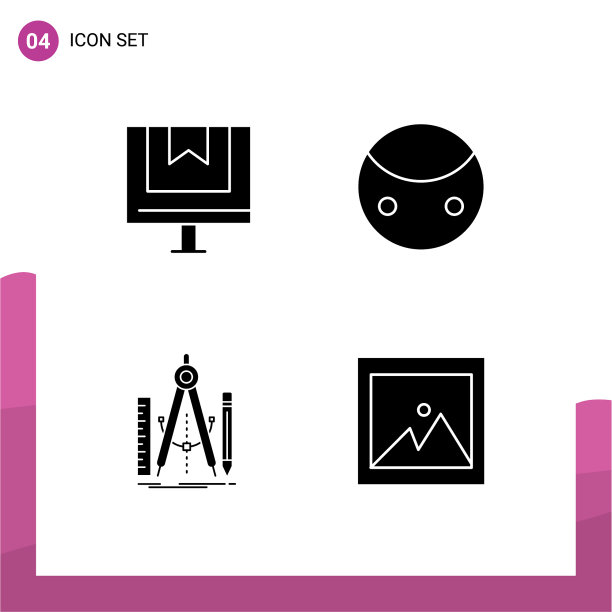 4固体字形概念的网站移动和图片下载