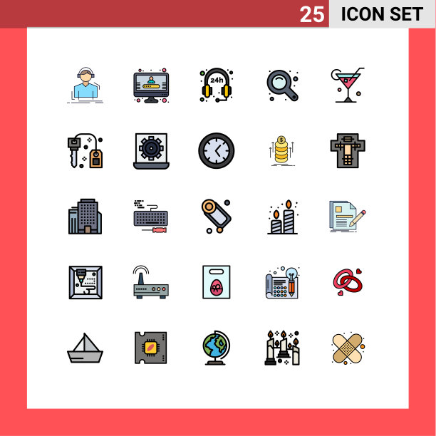 用户界面包25基本填充线平图片下载