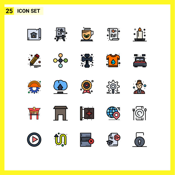 象形文字设置25条简单填充线平图片下载