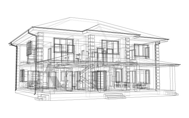 一所房子的抽象素描图片下载