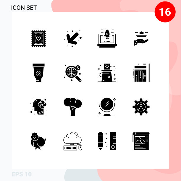 通用图标符号组16个现代立体图片下载