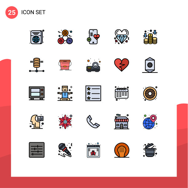 为卷筒纸设置25种通用填充线平面颜色图片下载