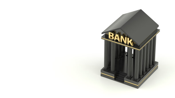 银行图标隔离在白色背景。3d渲染图片下载