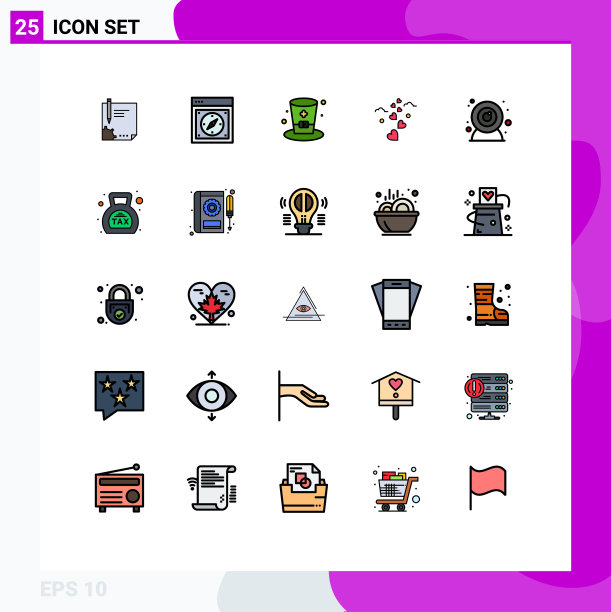 为卷筒纸设置25种通用填充线平面颜色图片下载