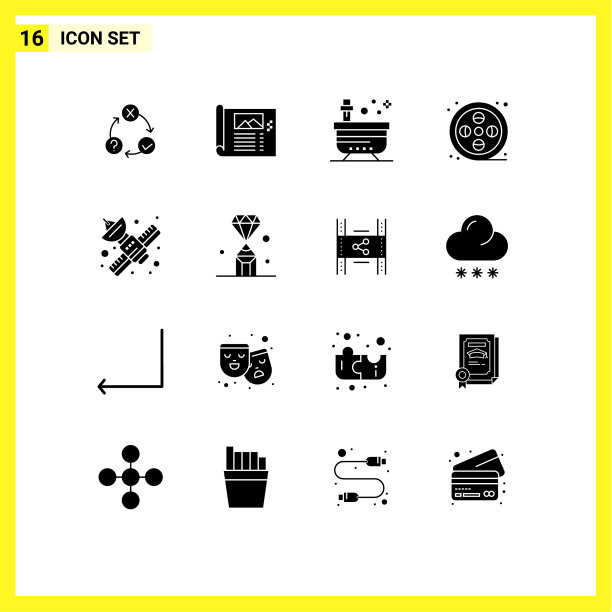 设置16个现代UI图标符号符号的艺术图片下载