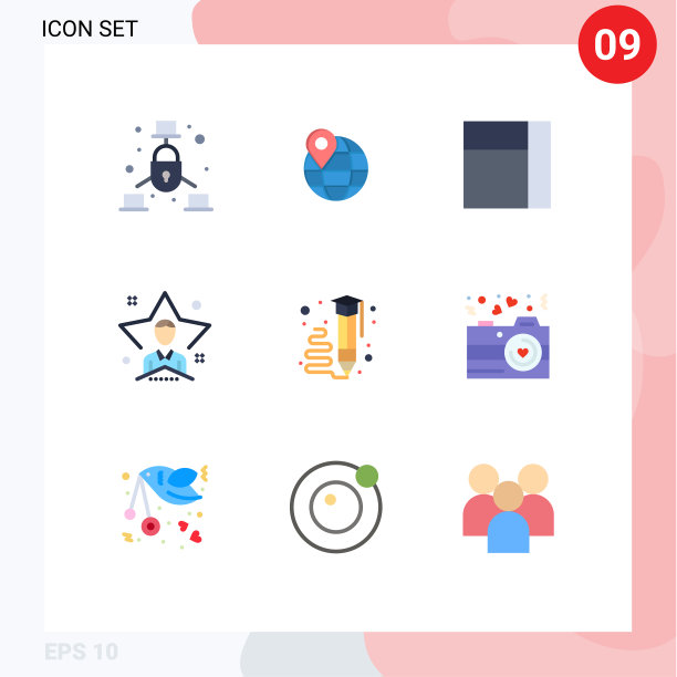 移动界面平面颜色设置9个象形图图片下载