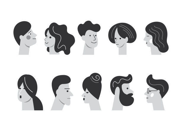 人物头像头像图标设置程式化的肖像图片下载