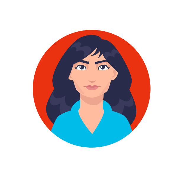 一个年轻的普通女孩的插图。向量。卡通亚洲女人长头发。用于广告和设计。一个女商人的光辉形象。《阿凡达》。英雄围成一圈。图片下载