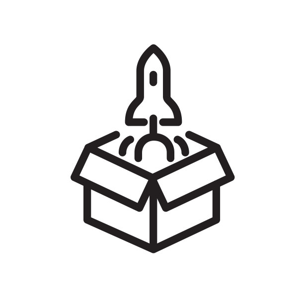 火箭图标从盒子里起飞。向量。商业中新项目的隐喻和寓意。轮廓的风格。网站或印刷插图。图片下载