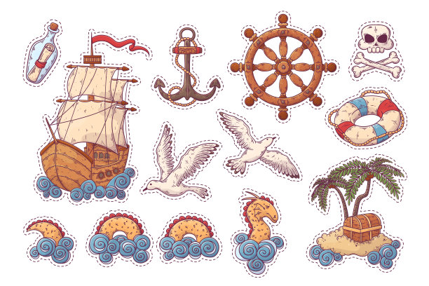 矢量手绘元素的复古世界地图。图片下载