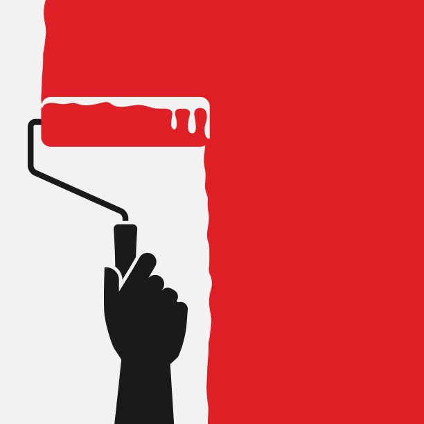 墙画。手持油漆滚筒图片下载