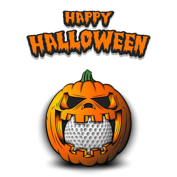 万圣节快乐。南瓜里的高尔夫球图片下载