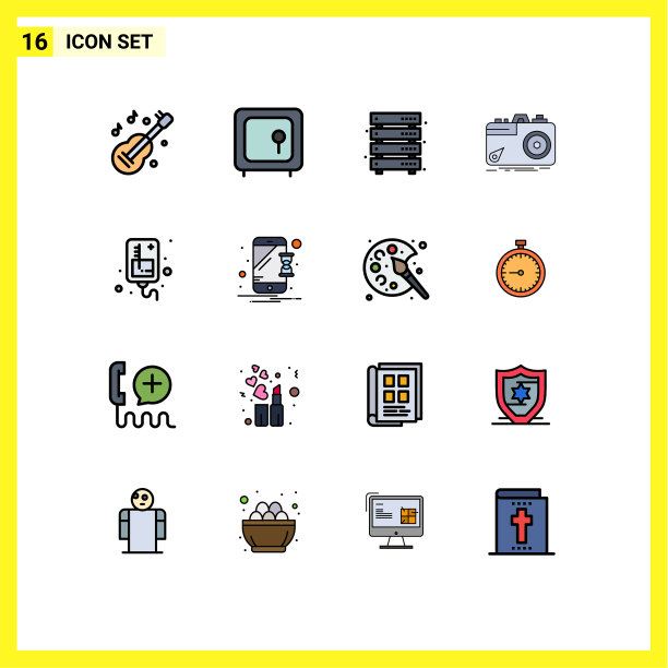 可编辑线包16简单的平面颜色填充图片下载