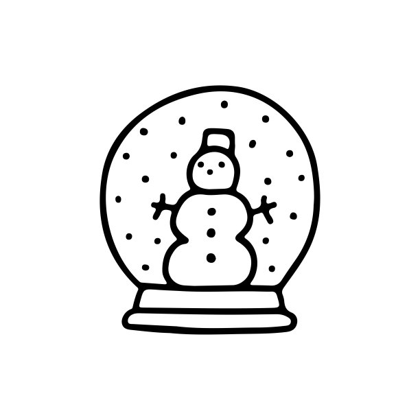 手绘涂鸦雪球与雪人孤立在白色的背景。图片下载