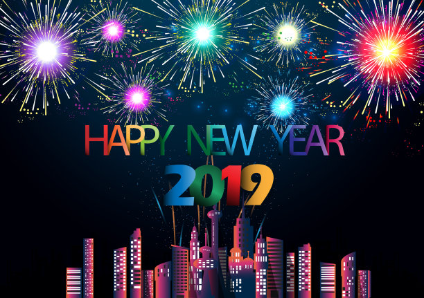 新年快乐2019 -现代设计理念和概念矢量插图。图片下载