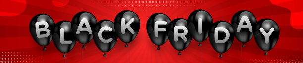 定制，高级黑色星期五字体写在黑色3d气球。在红色半色调背景上。跳店销售理念。图片下载
