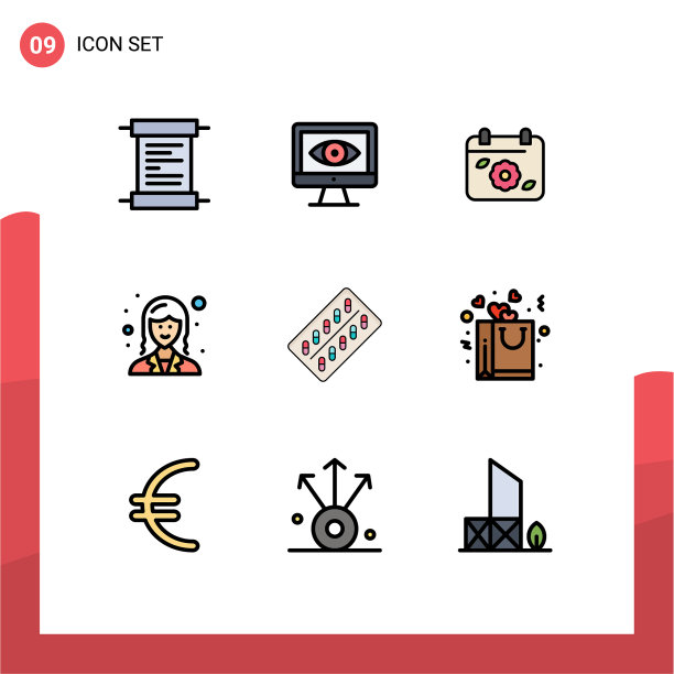 9主题填充线平色和可编辑图片下载