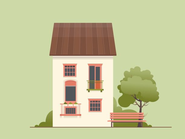 一个两层小房子的插图图片下载