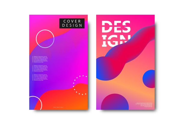 矢量集与几何梯度流体液体形状装饰和覆盖的现实孤立小册子。图片下载