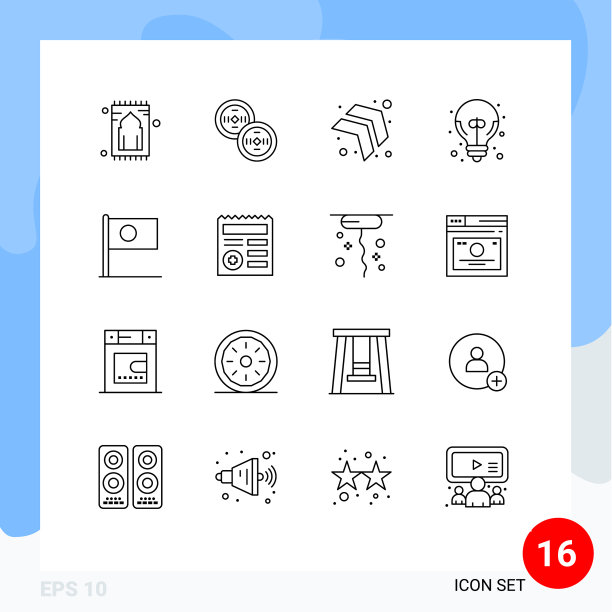 象形图设置16个简单的孟加拉国轮廓图片下载