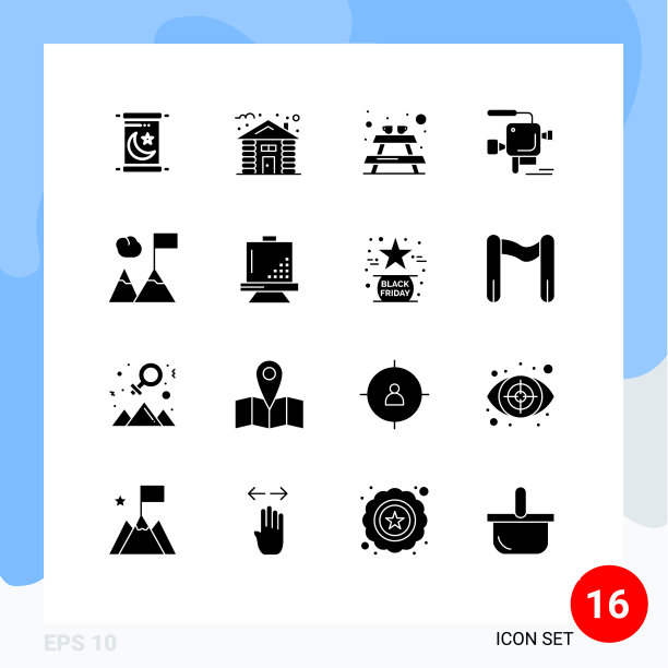 16组现代实心象形文字设置为板图片下载