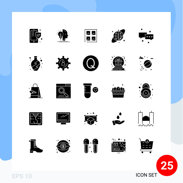 组25现代固体象形文字设置为电子邮件图片下载