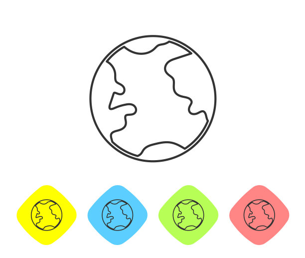 灰色线地球地球图标孤立在白色图片下载